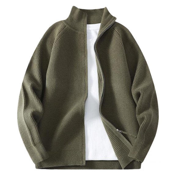 Jerdar Men's Teen Boys' Casual Fashion Solid Color Half High Neck Zip Sweater Loose Knit Cardigan Comfy Sweaters for Men