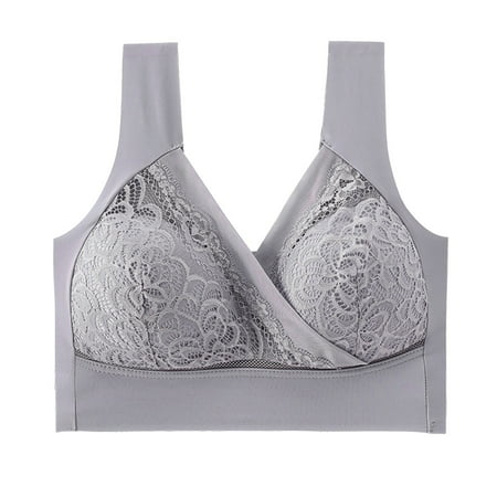 

njshnmn Bra for Women Women s Plus Size Shoulder Comfort Wireless Bra Grey XXL