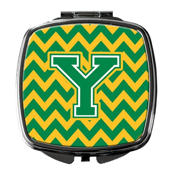 Letter Y Chevron Green and Gold Compact Mirror CJ1059-YSCM