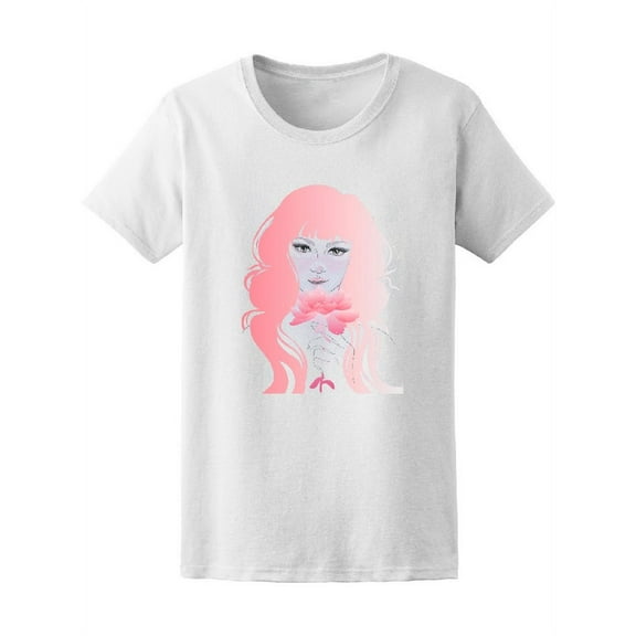 Beautiful Pink Watercolor Lady T-Shirt Women -Image by Shutterstock, Female Medium