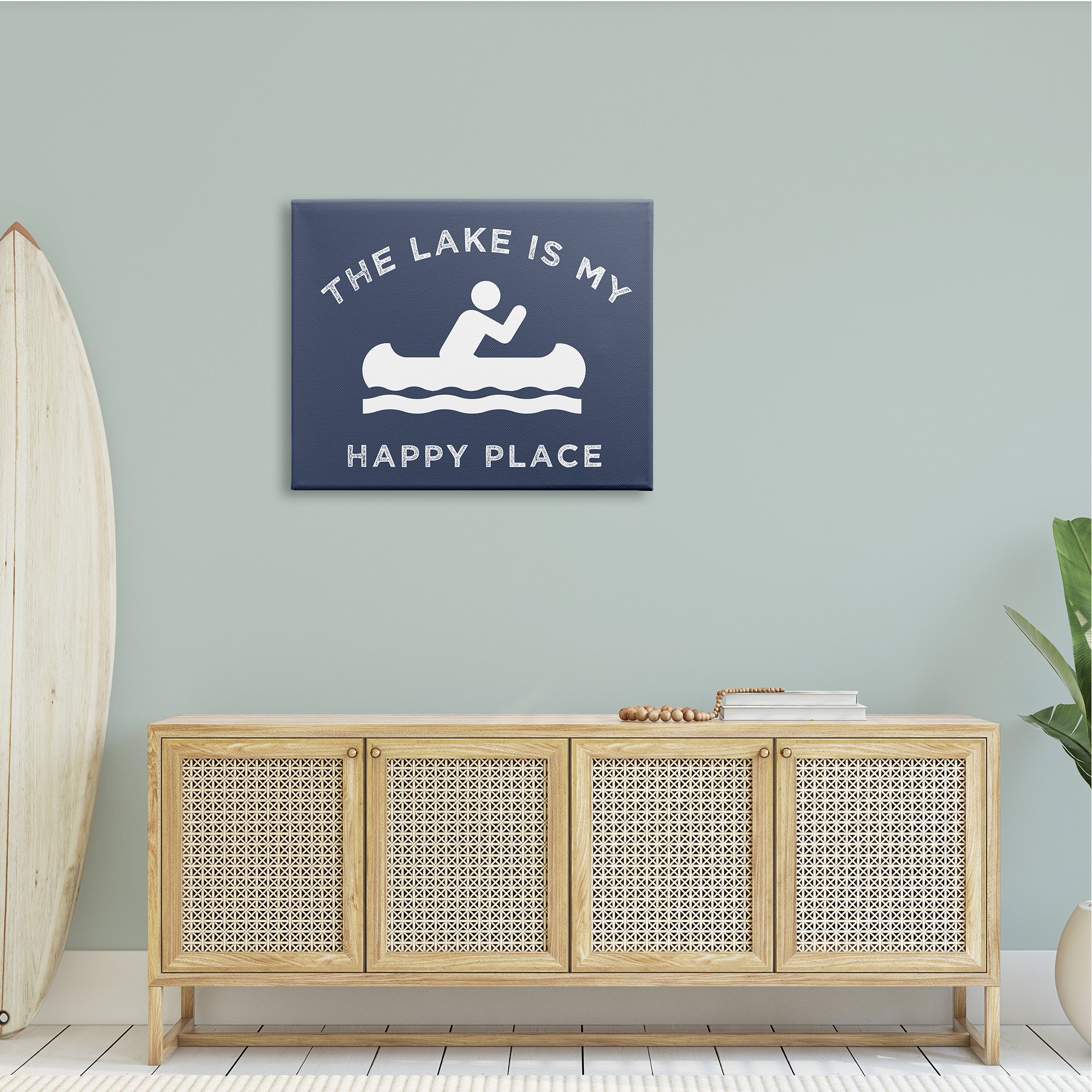 Stupell Industries Lake's My Happy Place Row Boat Paddler,40 x 30, Design by Daphne Polselli