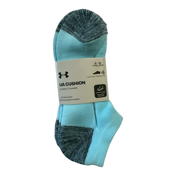 Under Armour Women's Cushioned Footbed Arch Support No Show Socks, Size 6-10 (Blue/Ast)
