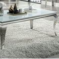 thumbnail image 4 of White Glass Top and Silver Stainless Steel Cabriole-Style Legged 1pc Coffee Table for Living Room Decor, 4 of 12