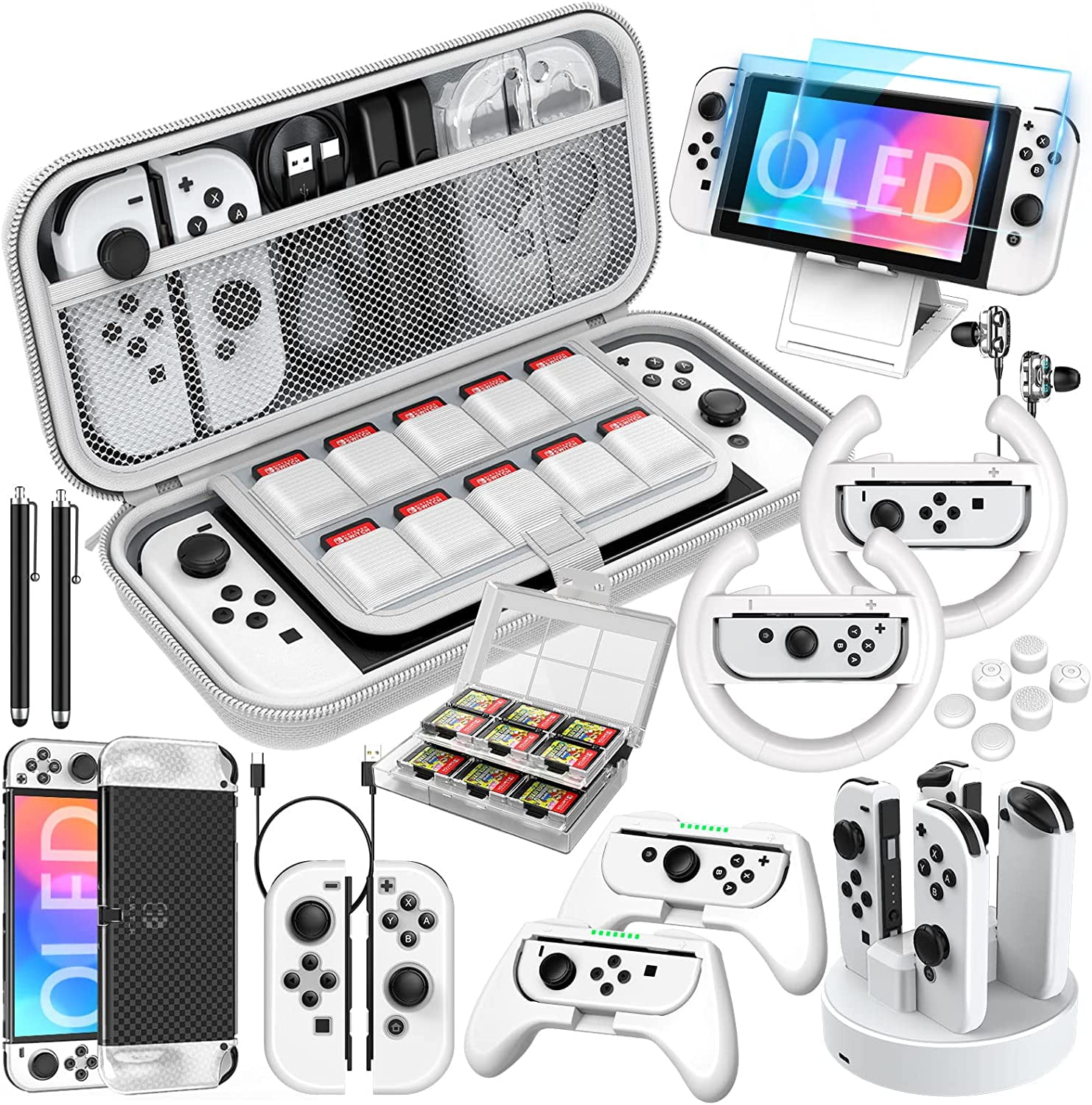 HEYSTOP Switch OLED Accessories Bundle 27 in 1 Compatible with Nintendo