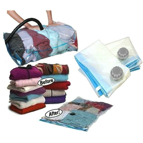 16 Pack Combo: 8 Large Space Saver Vacuum Bags   8 Travel Roll-Up Bags for Wardrobes & Closets