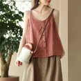 thumbnail image 5 of Tank Top for Women Linen, 2026 Summer Comfy Casual Loose Lightweight Sleeveless Shirts, Red 2XL, 5 of 8