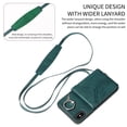thumbnail image 3 of for iPhone X/XS PU Leather Back + TPU Frame Rugged Case, Classic 360 Rotating Ring Kickstand Card Slots Shoulder Strap Drop Protective Slim Fit Shockproof Phone Case Cover, Green, 3 of 12