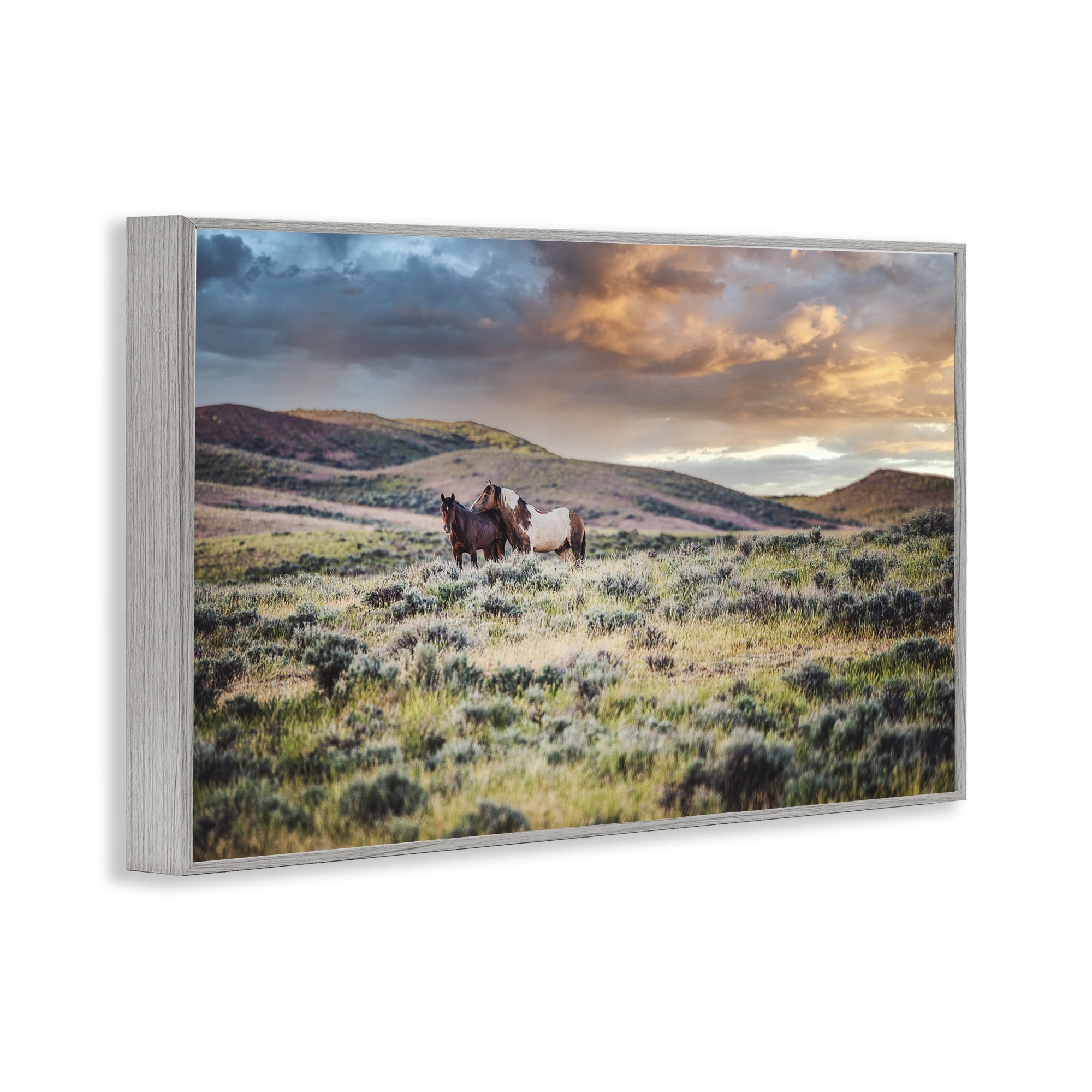 Stupell Industries Stay Close Horses Gray Framed Giclee Art, design by Tim West
