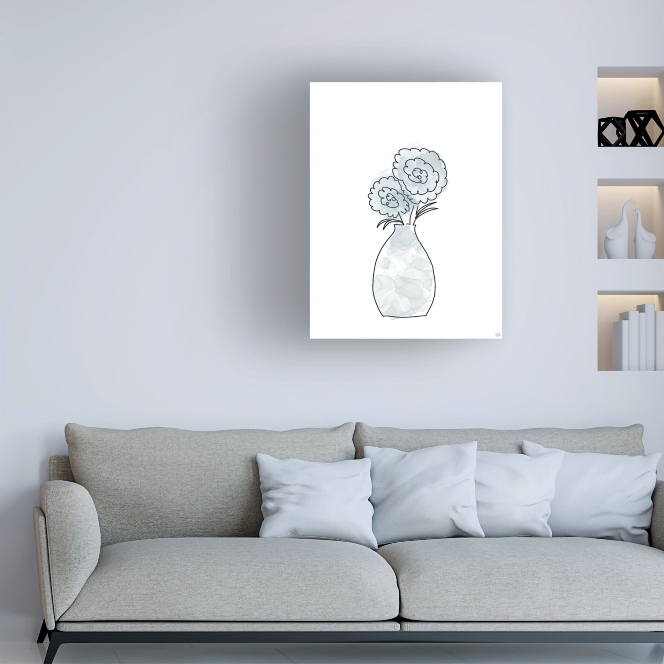 Canvas Wall Art - Line and Brush 'Floral Glass Bunch 2' Wall Art for Living Room, Bedroom, or Office Décor by Trademark Fine Art - 24 x 32 Inches
