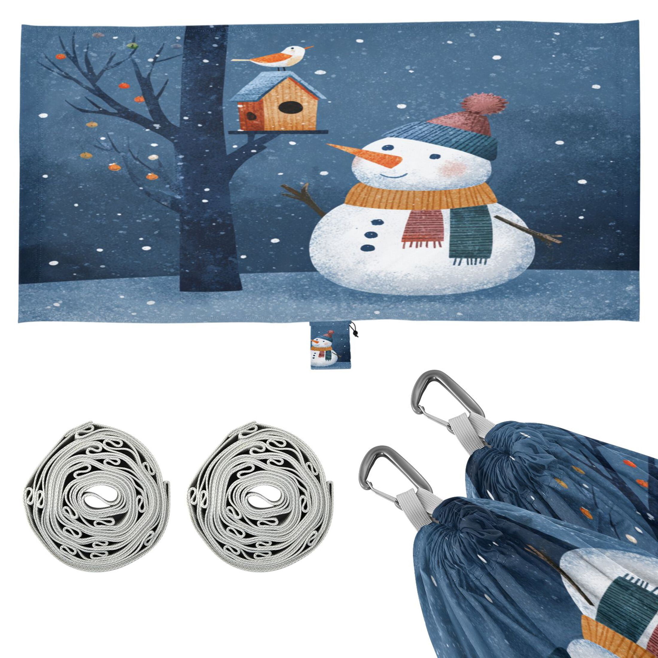 Hammock Camping Hammock Nylon Portable Hammock Travel Camping Hammock Christmas Snowmen and Bird