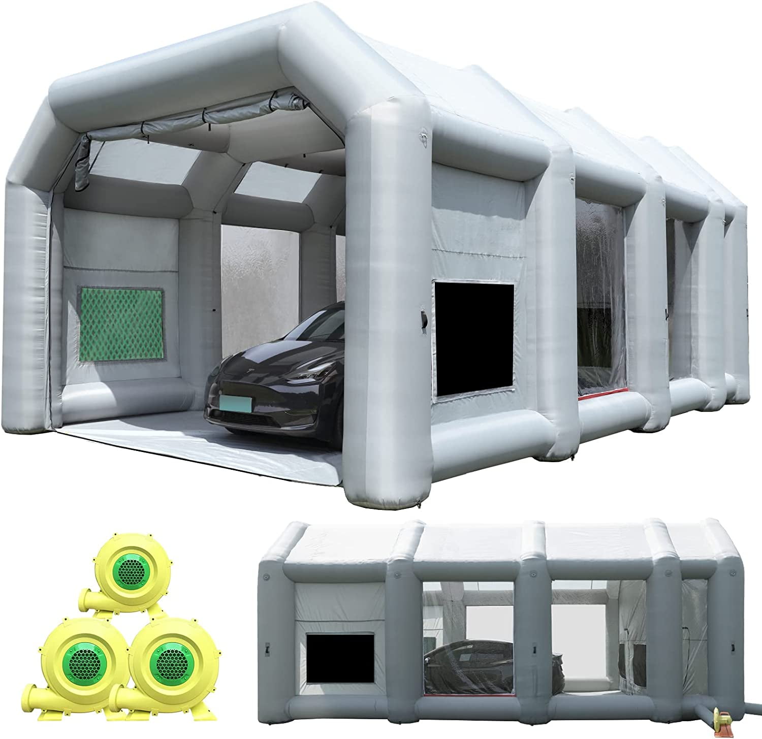 Sewinfla Indoor Inflatable Paint Booth with Air Draft Device 30x20x13Ft with Blowers