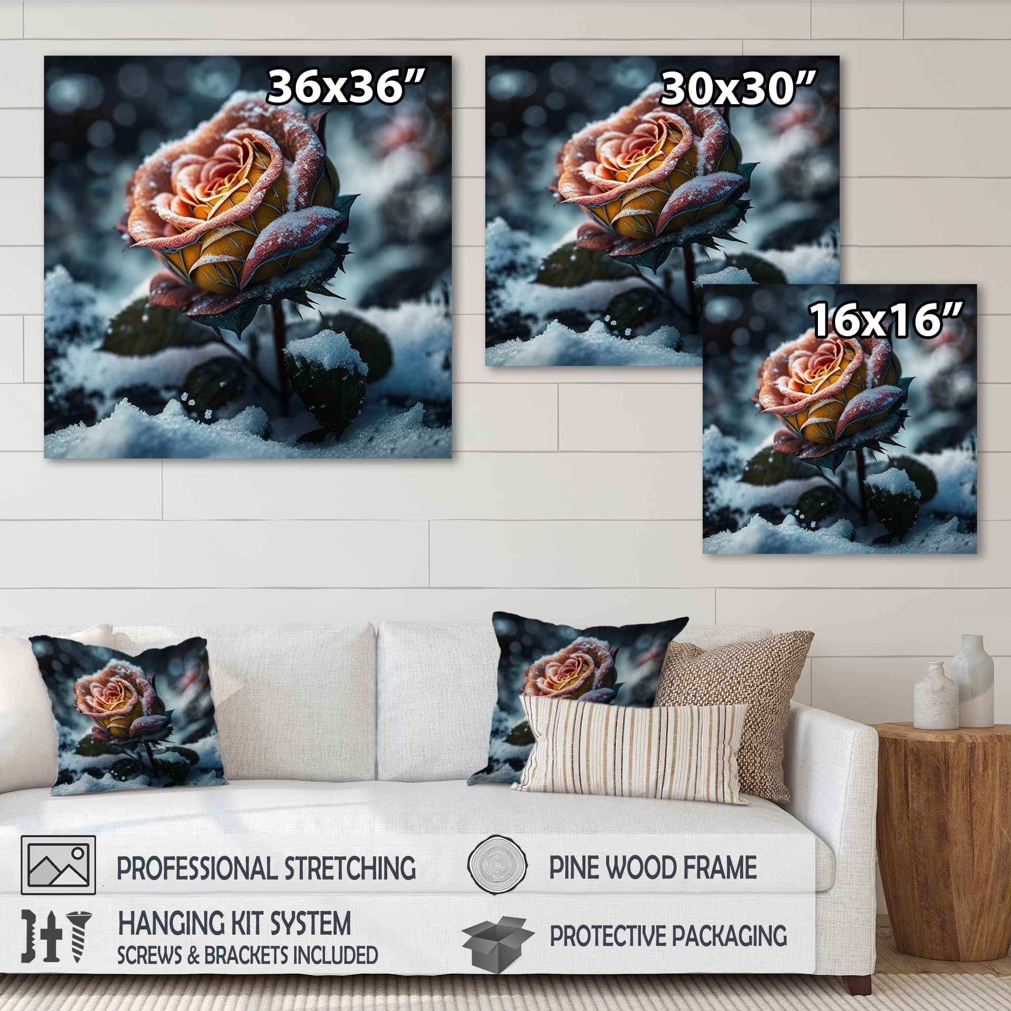 Designart A Blooming Rose Flower In A Forest I Canvas Wall Art