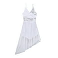 thumbnail image 3 of YiZYiF Girls V-Neck Sequined Ballet Dance Dress Lyrical Performance Camisole Leotard White 5-6, 3 of 7