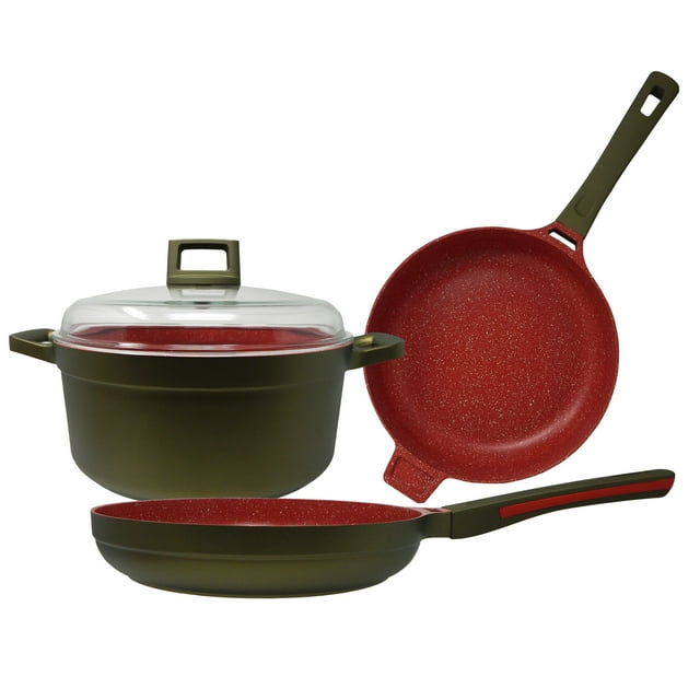 Bateria de cocina de aluminio Alfa VERDE MILITAR