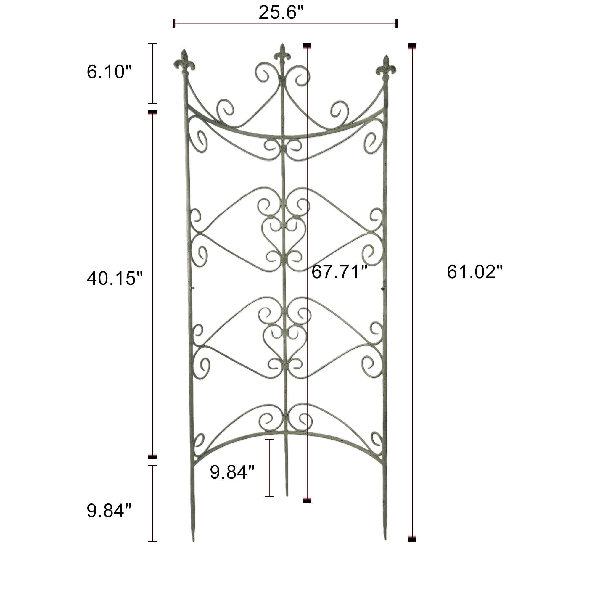 YIYADO 25.6"×67.72" Iron Garden Fence, Vintage Green Rustic Style Decorative Fence Panels, Outdoor Yard Landscape Pathway Border, Animal Barrier for Flowers & Plants, Climbing Trellis
