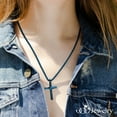 thumbnail image 2 of 555Jewelery Stainless Steel Metal Cross Unisex Adjustable Rolo Chain Religious Christian Pendant Necklace, Blue 18 inch, 2 of 8