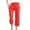 Red, variant on HAJWOH Womens Capri Pants Casual Cotton Linen Summer Pants Drawstring Elastic High Waist Wide Leg Cropped Trouser