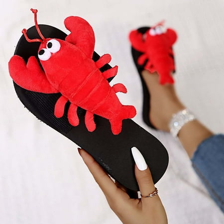 

Women s Autumn And Winter Open Toe Cotton Shoes Lobster Crab Plush Home Wedge Heel Outer Wear Slippers