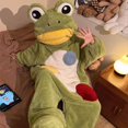 thumbnail image 5 of Big Mouth Monster Onesie, Funny Frog Hoodie, Cozy Flannel Pajamas with Giant Comb,Home Loungewear, 5 of 12