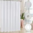 thumbnail image 4 of White Fabric Shower Curtain with Weighted Bottom Hem, 120GSM Heavy Duty Shower Curtain Liner Washable, Plain White Elegant Waterproof Cloth Hotel Bathroom Curtain Set with Hooks, 72x72, 4 of 6