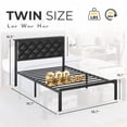 thumbnail image 2 of Bolvdo Twin Bed Frame with Upholstered Headboard, Heavy-Duty Metal Support, Noise-Free, No Box Spring Needed, Black, 2 of 7
