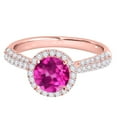 thumbnail image 3 of Aonejewelry 1.20 Ct. Ttw Diamond and Round Shaped Pink Topaz Ring in 10K Rose Gold, 3 of 4