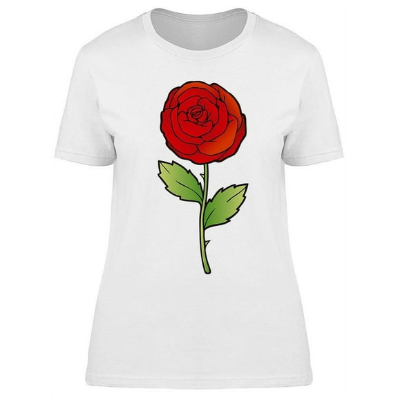 Red Rose Cartoon T-Shirt Women -Image by Shutterstock, Female Medium