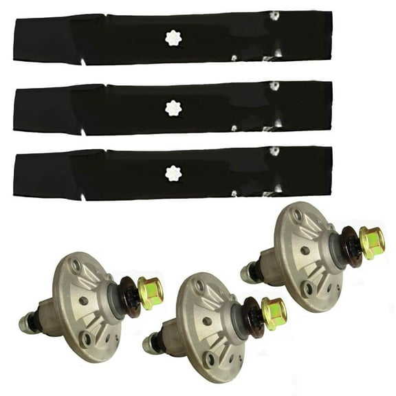 RAParts 3 Spindles & Blades Fits John Deere LA130 LA165 D140 AM141033 GY21098 GY20454