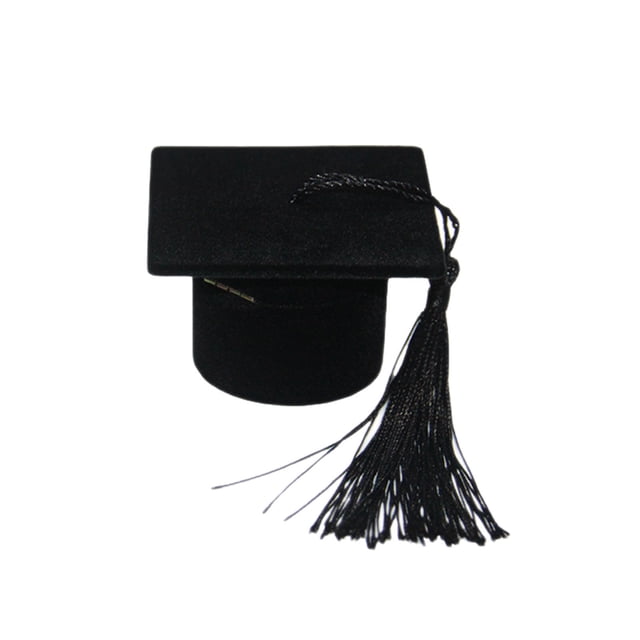Bachelor Hat Ring Box for Graduation, Jewelry Storage Box with Velvet Lining, Black Graduation Cap Gift Box for Rings and Earrings, Small Keepsake Box for College Graduat