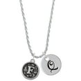 thumbnail image 1 of Delight Jewelry Silvertone Antiqued Round Seal - Initial - F - Silvertone Script Initial Disc - Q - Charm Necklace, 20"+3", 1 of 4