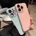 thumbnail image 3 of Compatible with iPhone 14 Pro Max Minimalist PU Leather Case with Camera Lens Film, Ultra Slim and Shockproof Anti-fall Case, Simple and Practical Protection Case,Frameless Design,Pink, 3 of 6