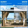 thumbnail image 3 of Dextrus 12x14FT Gazebo Hard-Top Double Roof Canopy Outdoor with Netting and Shaded Curtains, Aluminum Frame Polycarbonate Hardtop Garden Tent for Patio, Backyard, Deck and Lawns, Brown, 3 of 6