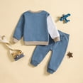thumbnail image 6 of Kaprioy Toddler Baby Boy Outfits Fall Winter Clothes Patchwork Long Sleeve Sweatshirt Pullover Tops + Elastic Joggers Pants Outfit Set, 6 of 6