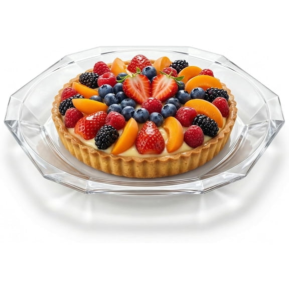 Large Glass Serving Platter 12.4” (31,5 cm) – Elegant Clear Presentation Plate for Cake, Desserts, Cheese, Appetizers & Table Decor (Hexagonal 12.4'')