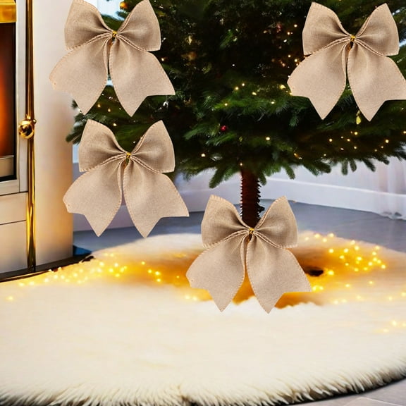 zhmrfg Christmas Plaid Bow Decoration 4 Pack Gift Box Ribbons Elegant Checkered Bows Polyester Fabric Christmas Tree Ornament Holiday Party Favors for Wreath Front Door Wedding Home Decor