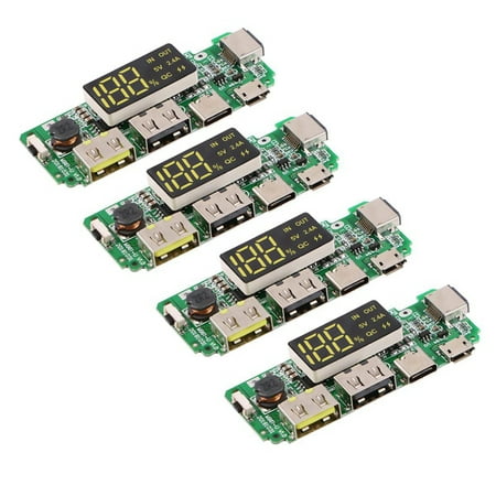 

4Pcs 18650 Charging Board Dual USB 5V 2.4A Mobile Power Bank Module 186 50 Lithium Battery Charger Board with Overcharge Overdischarge Short Circuit Protection
