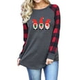 thumbnail image 1 of WREESH T-Shirt Raglan à Manches Longues à Carreaux Imprimé de Noël pour Femmes Col Rond Top de Baseball, 1 of 4