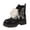 Black, variant on Women's Ankle Boots Floral Embroidered Platform Booties Round Toe Chunky Sole Lace Ribbon Trim Vintage Fall Winter Cottagecore Style Shoes Black 6.5