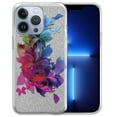 thumbnail image 1 of WIRESTER Clear/Silver Glitter Case, Sparkle Bling TPU Cover for Apple iPhone 13 Pro 6.1" 2021, Illusory Flowers, 1 of 3