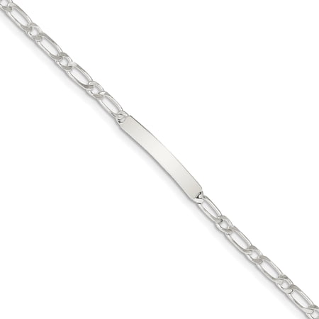 Sterling Silver 4mm Polished Engraveable 1 Figaro Link ID Chain Necklace, Bracelet or Anklet
