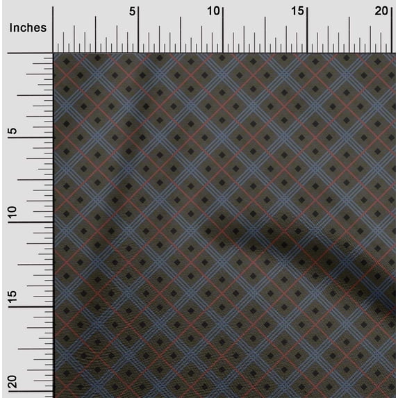 oneOone Cotton Cambric Fabric Tartan Check Print Sewing Fabric BTY 56 Inch Wide