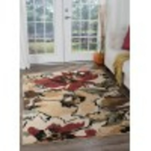 Contemporary 5x7 Area Rug (5' x 7') Floral Beige, Brown Living Room Easy to Clean