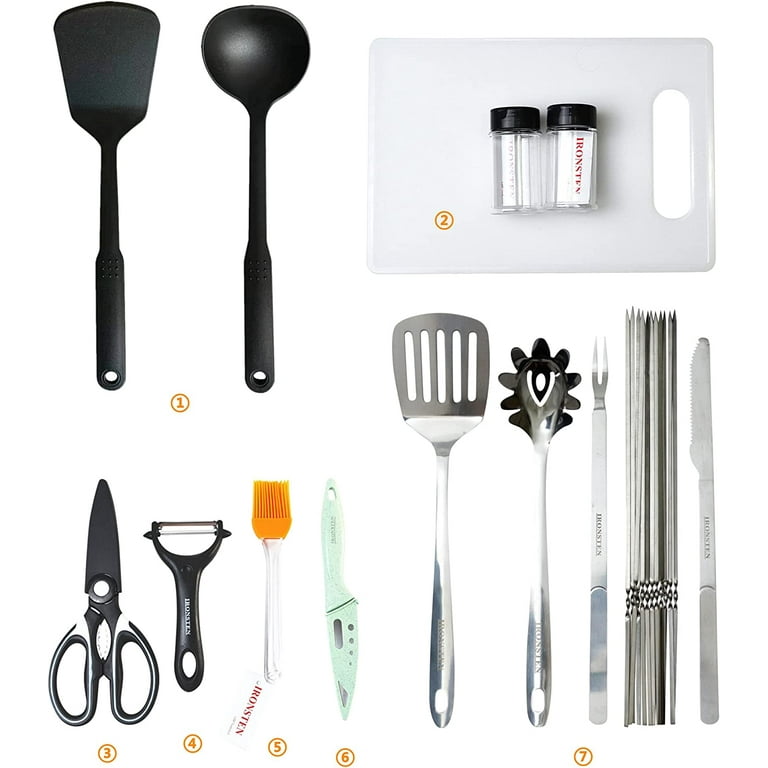 Camping Cooking Utensils Set, Stainless Steel Grill Tools, Camping