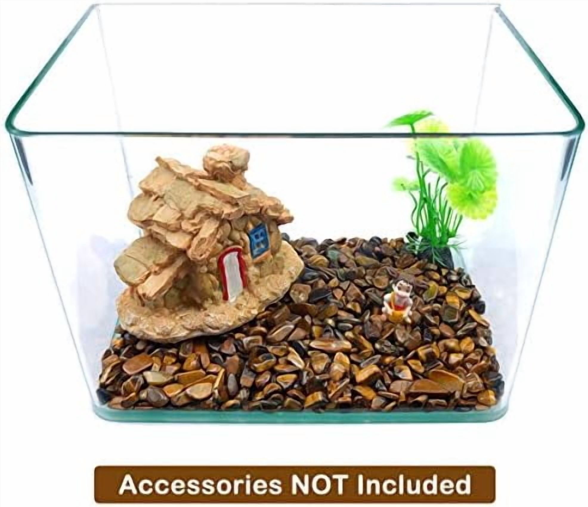 Decorative Rocks, 1 Lb/460g (Fill 0.9 Cup) Tiger's Eye Stones Irregular Gem Pebbles Quartz Gravel for Aquarium Turtle Tank Decoration/Succulent Plants Ornament/Flowerpot Vase Landscape