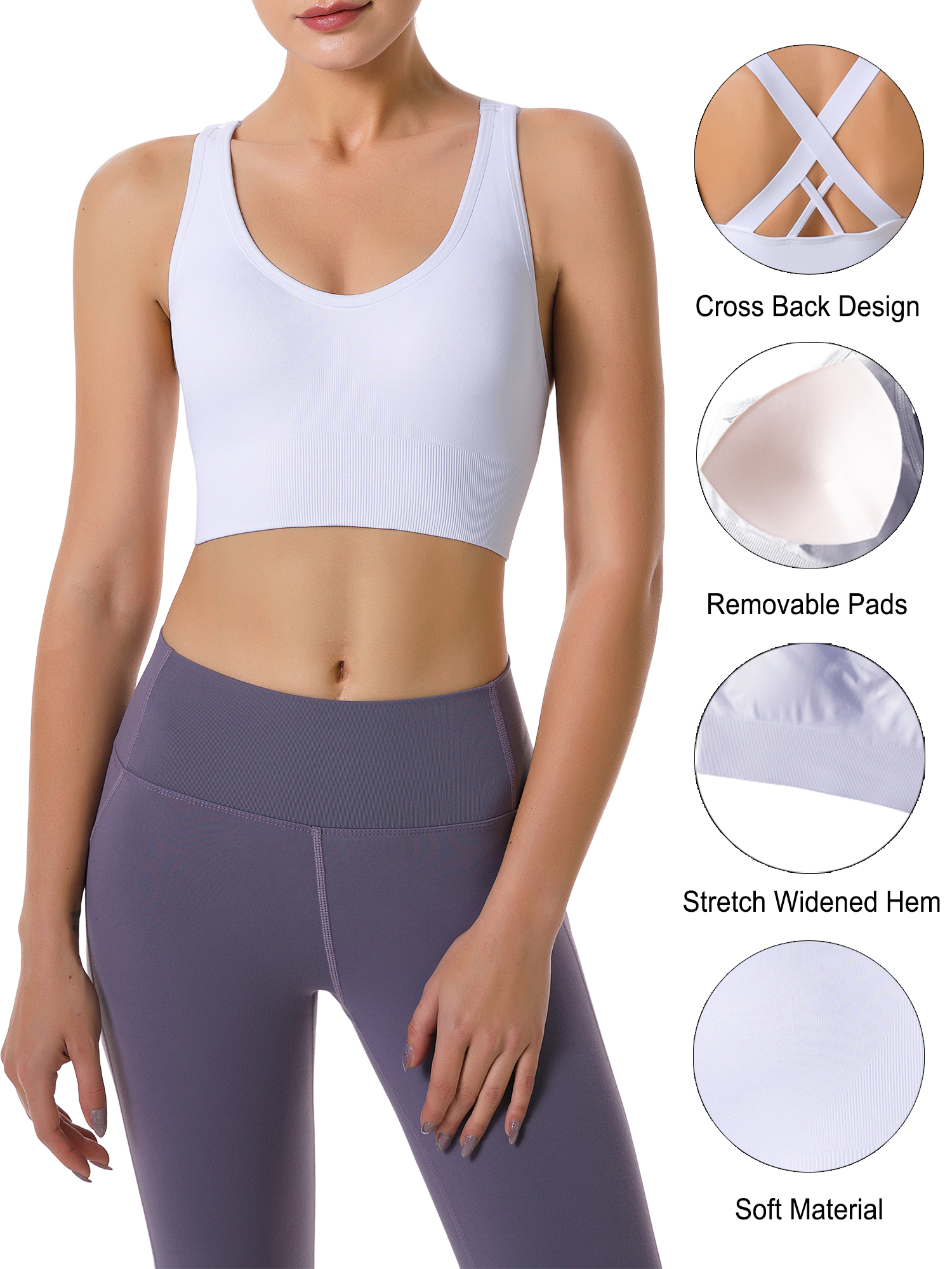 Hanerdun 3-Pack Women's Padded Seamless Sports Bra photo 5