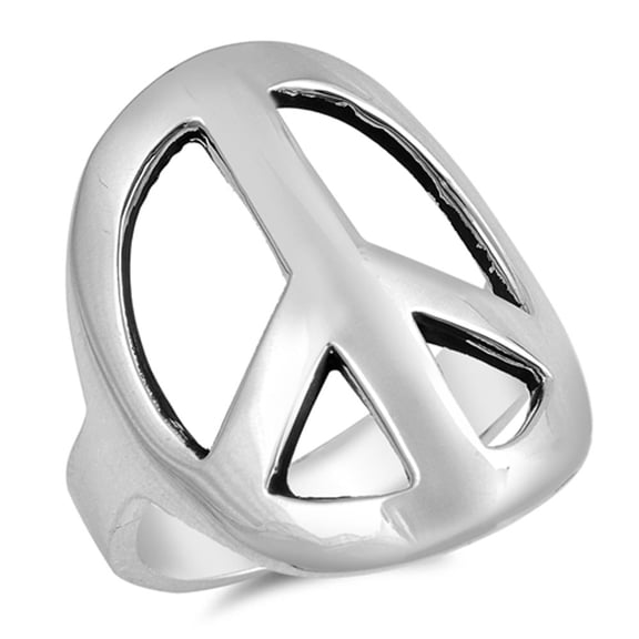 Large Wide Peace Sign Symbol Hippie Ring 925 Sterling Silver Band Jewelry Female Male Unisex Size 9