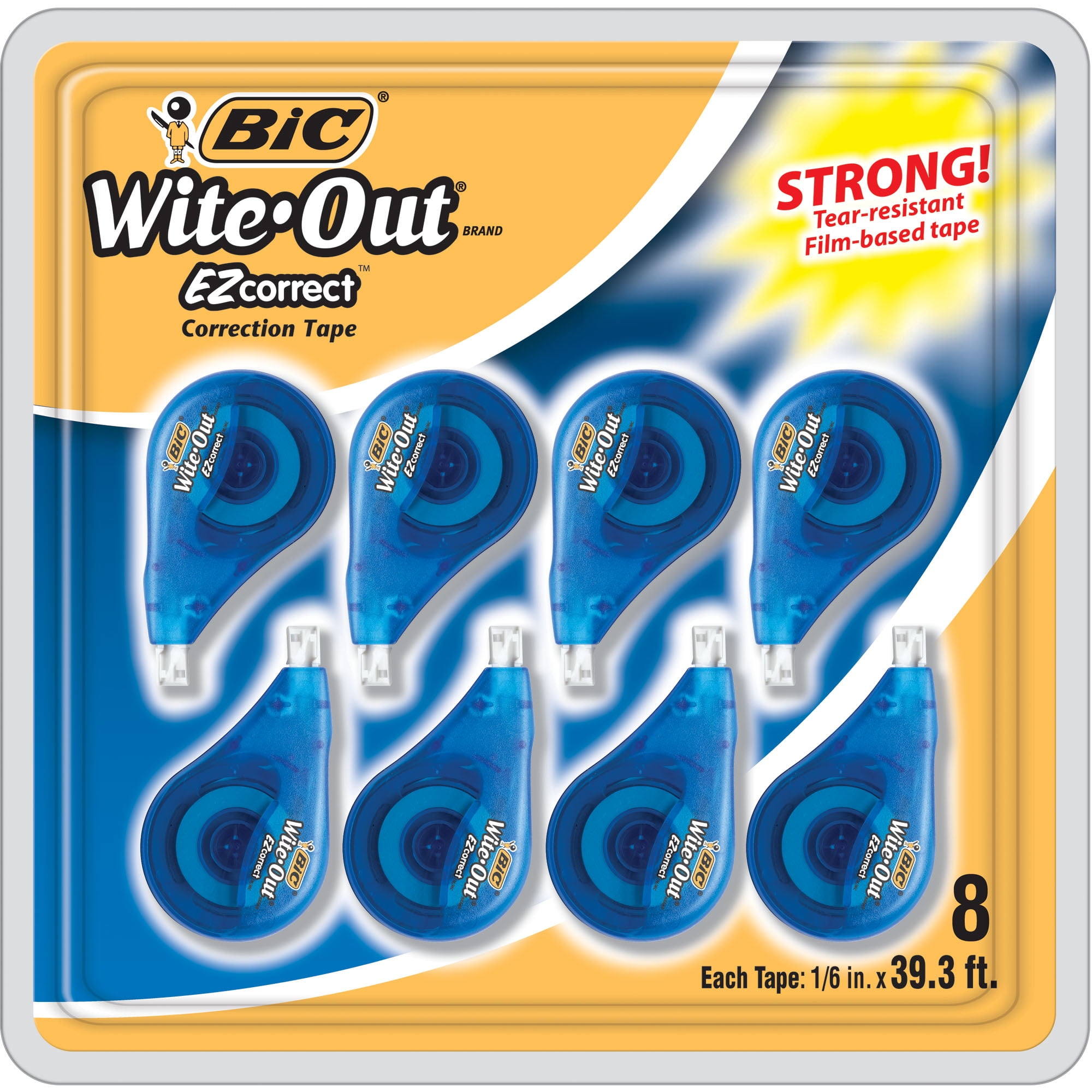 BIC WiteOut EZ Correct Correction Tape, 1/6" x 39'3", 8 ct. White