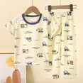 thumbnail image 2 of NIEWTR 2T 3T 4T 5T Kids Summer Clothes Girls Boys Short Sleeve Pullover & Comfy Shorts Set Soft Pajamas Loungewear for Daily and Sleep(A-Blue,12-18 Months), 2 of 5