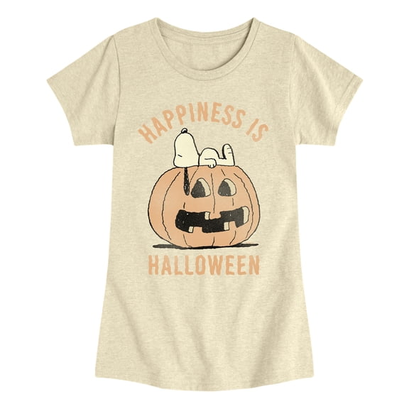 Peanuts - Happiness Is Halloween Fitted Short Sleeve Graphic T-Shirt