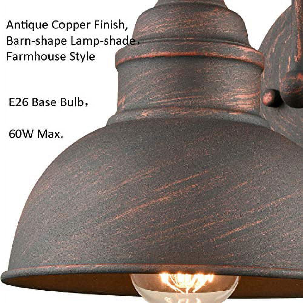 EUL Rustic Gooseneck Wall Sconce 1-Light Waterproof Outdoor/Indoor Barn Bedside Wall Light Antique Copper Finish